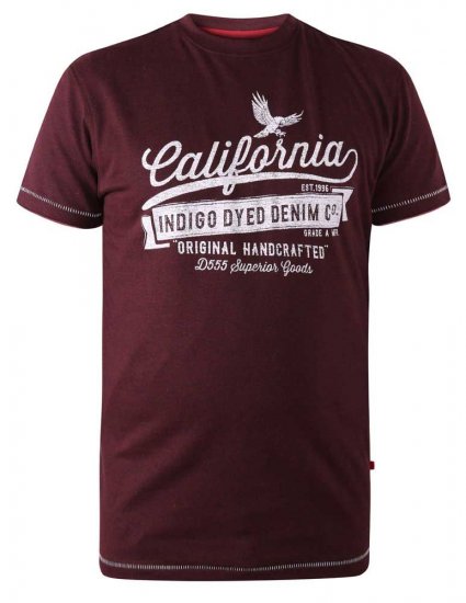 D555 Wharf California Eagle Printed T-Shirt Burgundy - Тениски - мъжки тениски големи размери