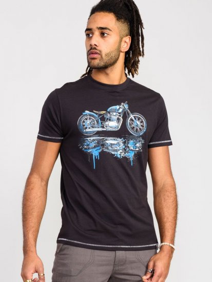 D555 Fritton Bike With Shadow And Drips Printed T-Shirt - Тениски - мъжки тениски големи размери