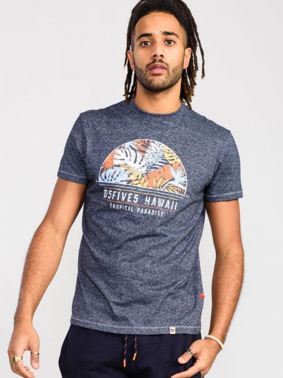 D555 Upton Hawaii Leaf Printed T-Shirt - Тениски - мъжки тениски големи размери