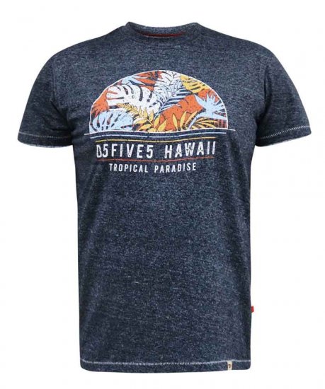 D555 Upton Hawaii Leaf Printed T-Shirt - Тениски - мъжки тениски големи размери