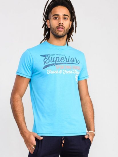 D555 Rushden Superior Printed T-Shirt Turquoise - Тениски - мъжки тениски големи размери