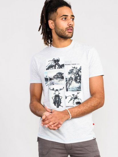 D555 Trafford Bike Photo Printed T-Shirt White - Тениски - мъжки тениски големи размери