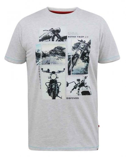 D555 Trafford Bike Photo Printed T-Shirt White - Тениски - мъжки тениски големи размери