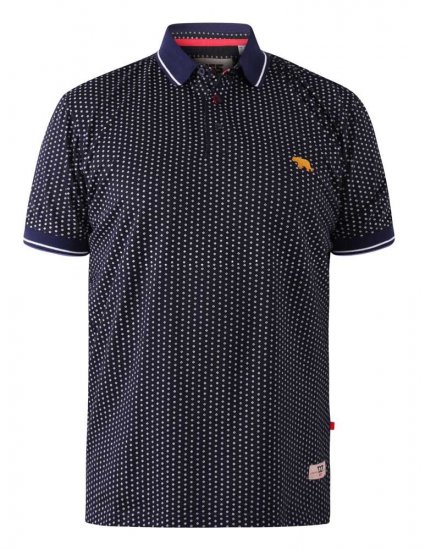 D555 Battersea Polo Shirt With Chest Embroidery Navy - Поло тениски - мъжки тениски с яка големи размери