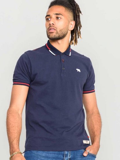 D555 Sloane Polo Shirt With Chest Embroidery Navy - Поло тениски - мъжки тениски с яка големи размери