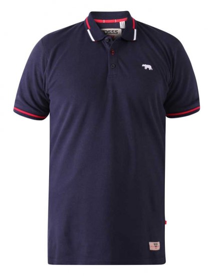 D555 Sloane Polo Shirt With Chest Embroidery Navy - Поло тениски - мъжки тениски с яка големи размери