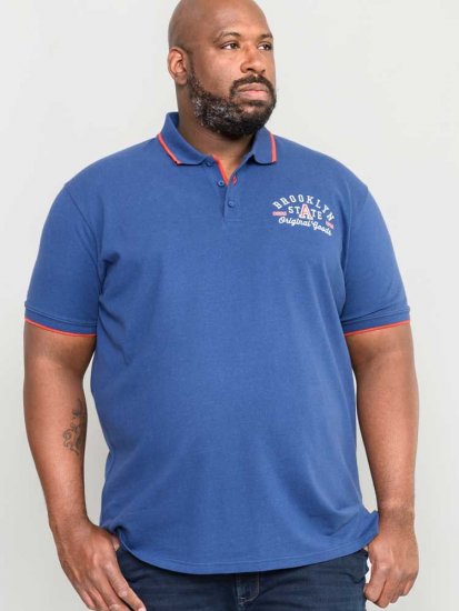 D555 Canning Chest Embroidery Polo Shirt Denim - Поло тениски - мъжки тениски с яка големи размери