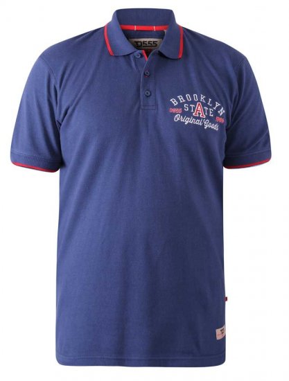 D555 Canning Chest Embroidery Polo Shirt Denim - Поло тениски - мъжки тениски с яка големи размери