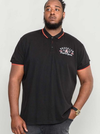 D555 Canning Chest Embroidery Polo Shirt Black - Поло тениски - мъжки тениски с яка големи размери