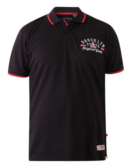 D555 Canning Chest Embroidery Polo Shirt Black - Поло тениски - мъжки тениски с яка големи размери