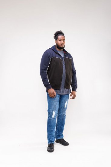 D555 Vincent Full Zip Hoody With Chest And Sleeve Piping Detail - Суичъри & cуичъри с качулка - мъжки суичъри големи размери