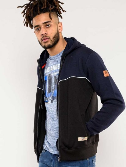 D555 Vincent Full Zip Hoody With Chest And Sleeve Piping Detail - Суичъри & cуичъри с качулка - мъжки суичъри големи размери