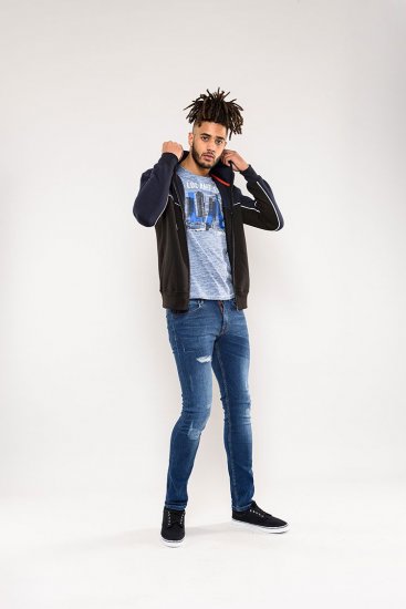 D555 Vincent Full Zip Hoody With Chest And Sleeve Piping Detail - Суичъри & cуичъри с качулка - мъжки суичъри големи размери