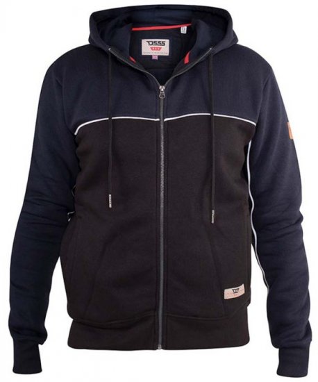 D555 Vincent Full Zip Hoody With Chest And Sleeve Piping Detail - Суичъри & cуичъри с качулка - мъжки суичъри големи размери