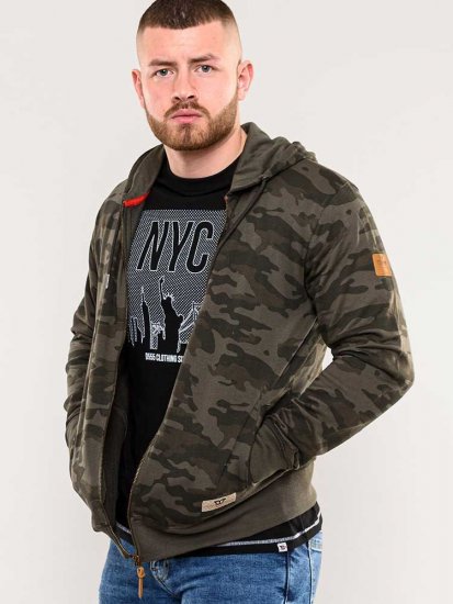 D555 Antonio Camo Printed Zip Through Hoody - Суичъри & cуичъри с качулка - мъжки суичъри големи размери