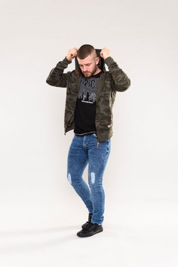 D555 Antonio Camo Printed Zip Through Hoody - Суичъри & cуичъри с качулка - мъжки суичъри големи размери