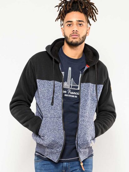 D555 Allen Zip Through Hoody With Sherpa Lining - Суичъри & cуичъри с качулка - мъжки суичъри големи размери