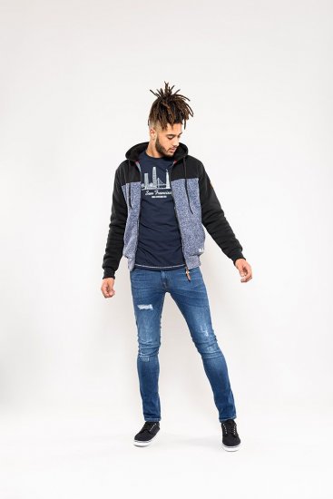 D555 Allen Zip Through Hoody With Sherpa Lining - Суичъри & cуичъри с качулка - мъжки суичъри големи размери