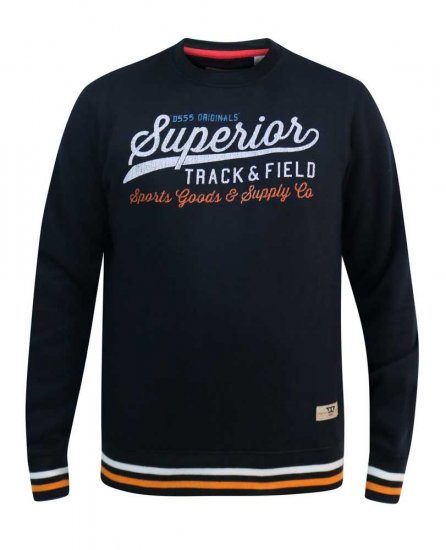 D555 Marlow Printed Crew Neck Sweatshirt Navy - Суичъри & cуичъри с качулка - мъжки суичъри големи размери