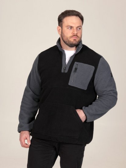 D555 Daly Quarter Zip Fleece Sweatshirt Черно/Сиво - Суичъри & cуичъри с качулка - мъжки суичъри големи размери