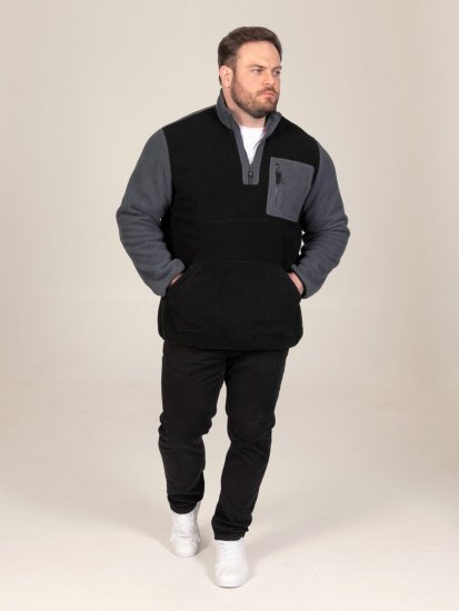 D555 Daly Quarter Zip Fleece Sweatshirt Черно/Сиво - Суичъри & cуичъри с качулка - мъжки суичъри големи размери