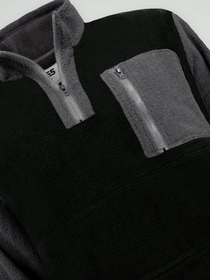 D555 Daly Quarter Zip Fleece Sweatshirt Черно/Сиво - Суичъри & cуичъри с качулка - мъжки суичъри големи размери