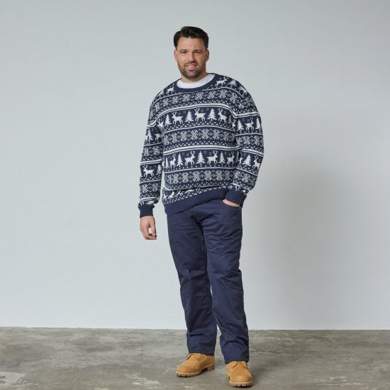 North Latitude 63144 Fjell Reindeer Knit Нейви - Суичъри & cуичъри с качулка - мъжки суичъри големи размери