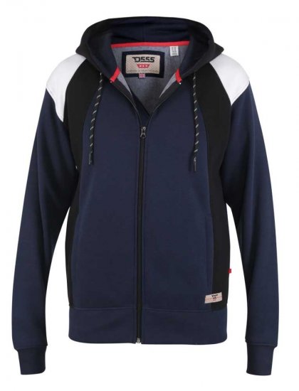 D555 Silverton Contrast Panneled Hoodie Navy - Суичъри & cуичъри с качулка - мъжки суичъри големи размери