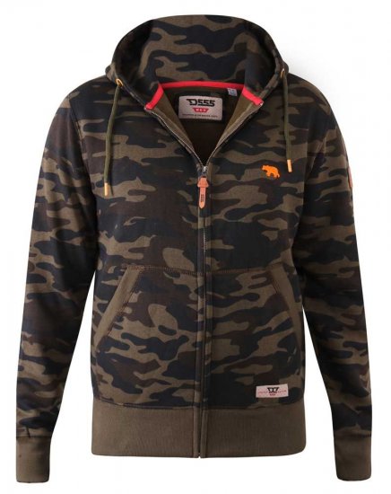 D555 Regent AOP Camo Zip Through Hoody - Суичъри & cуичъри с качулка - мъжки суичъри големи размери