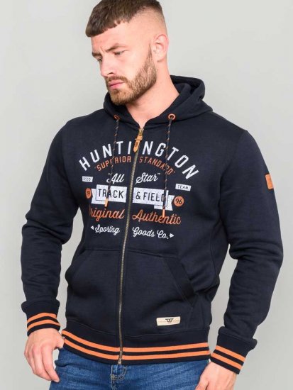 D555 Flanders Full Zip Hoody With Chest Print - Суичъри & cуичъри с качулка - мъжки суичъри големи размери