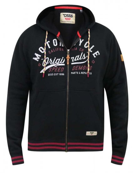 D555 Patrick Full Zip Hoody With 'Motorcycle' Chest Print - Суичъри & cуичъри с качулка - мъжки суичъри големи размери