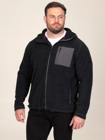 D555 Damien Micro Fleece Zip Through Hoody Черно/Сиво - Суичъри & cуичъри с качулка - мъжки суичъри големи размери