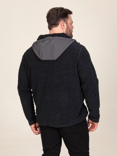 D555 Damien Micro Fleece Zip Through Hoody Черно/Сиво - Суичъри & cуичъри с качулка - мъжки суичъри големи размери