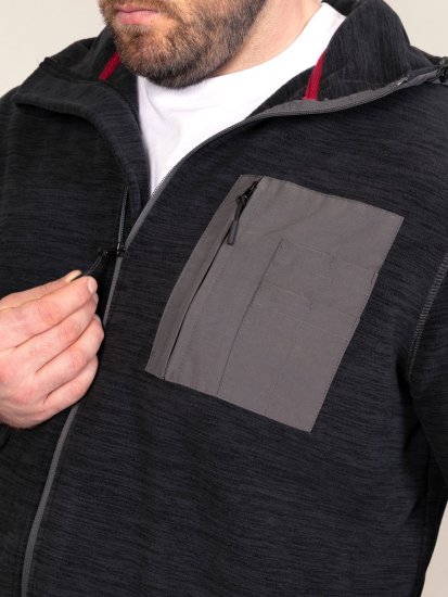 D555 Damien Micro Fleece Zip Through Hoody Черно/Сиво - Суичъри & cуичъри с качулка - мъжки суичъри големи размери