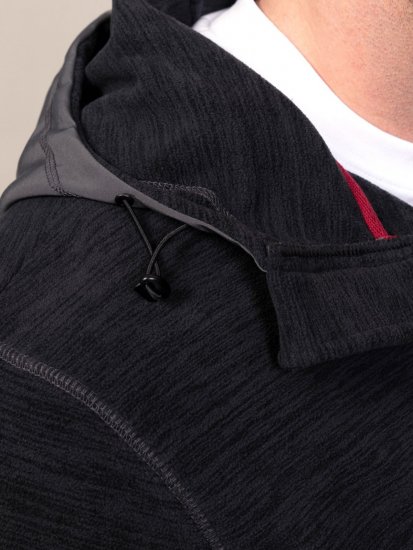 D555 Damien Micro Fleece Zip Through Hoody Черно/Сиво - Суичъри & cуичъри с качулка - мъжки суичъри големи размери