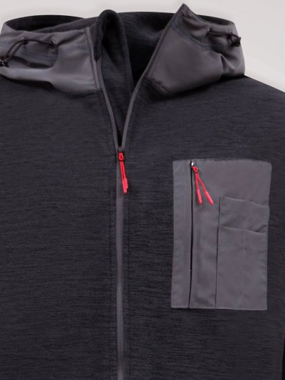 D555 Damien Micro Fleece Zip Through Hoody Черно/Сиво - Суичъри & cуичъри с качулка - мъжки суичъри големи размери