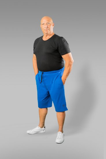 20 Nodi Short Leg Sports Pants in Combed Cotton Jersey Blue - Спортни панталони & Kъси панталони - мъжки спортни панталони големи размери