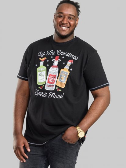 D555 SPIRIT Christmas Spirit Printed T-Shirt Black - Тениски - мъжки тениски големи размери