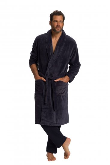 JP1880 Bathrobe with Spacious Patch Pockets Grey - Бельо & Бански шорти - Мъжко бельо големи размери