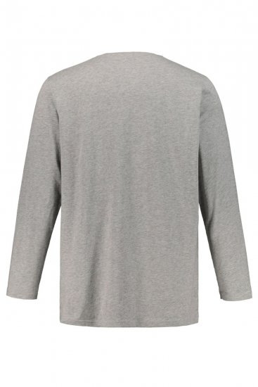 JP1880 702555 Тениска Henley с дълъг ръкав Сиво меланж - Тениски - мъжки тениски големи размери