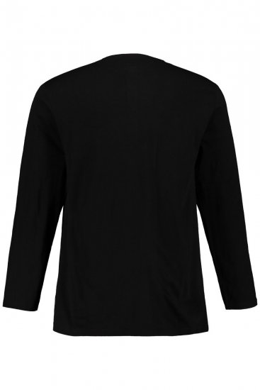 JP1880 702555 Тениска Henley с дълъг ръкав Черно - Тениски - мъжки тениски големи размери