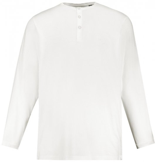JP1880 702555 Тениска Henley с дълъг ръкав Бяло - Тениски - мъжки тениски големи размери