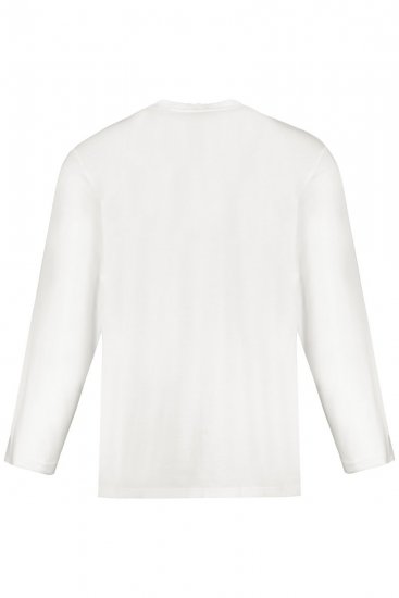 JP1880 702555 Тениска Henley с дълъг ръкав Бяло - Тениски - мъжки тениски големи размери