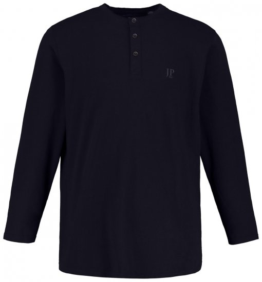 JP1880 702555 Тениска Henley с дълъг ръкав Тъмносиньо - Тениски - мъжки тениски големи размери