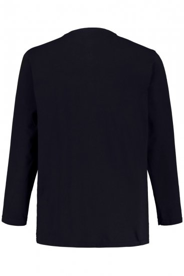 JP1880 702555 Тениска Henley с дълъг ръкав Тъмносиньо - Тениски - мъжки тениски големи размери