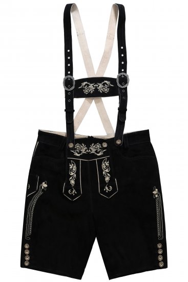 JP1880 Genuine Leather Traditional Lederhosen Shorts Black - Шорти - мъжки къси панталони големи размери