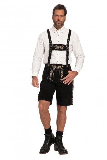 JP1880 Genuine Leather Traditional Lederhosen Shorts Black - Шорти - мъжки къси панталони големи размери