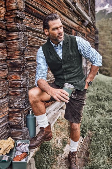 JP1880 Genuine Leather Traditional Lederhosen Shorts Brown - Шорти - мъжки къси панталони големи размери
