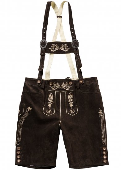 JP1880 Genuine Leather Traditional Lederhosen Shorts Brown - Шорти - мъжки къси панталони големи размери