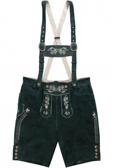 JP1880 Genuine Leather Traditional Lederhosen Shorts Green - Шорти - мъжки къси панталони големи размери